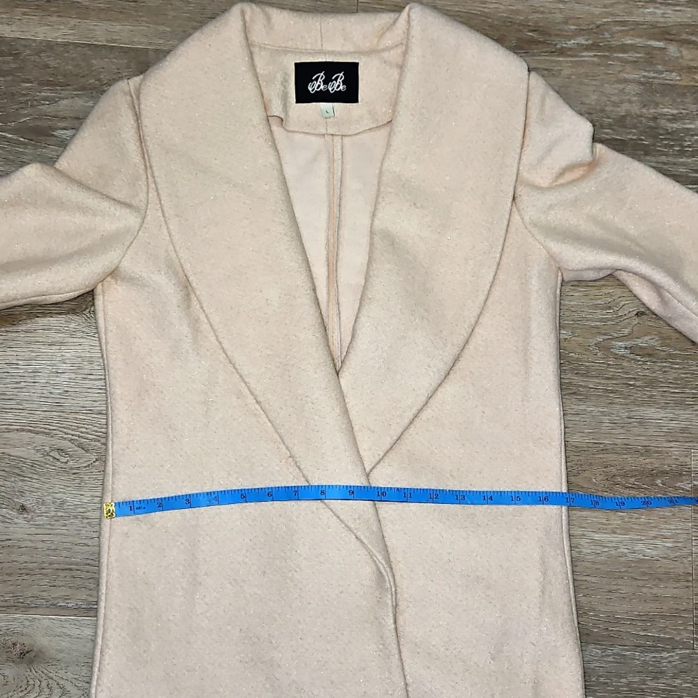 BeBe Wool Blend Pastel Pink With Silver Thredding Trech Coat Jacket - Picture 10 of 10